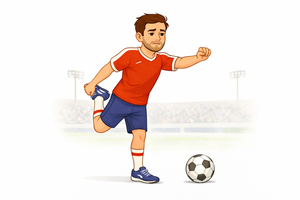 Phimosis Stretching: Man warming up for football match